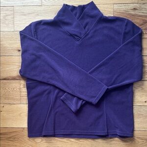 Vermont Turtle Fur Crossover Mock Neck Fleece Pullover Purple